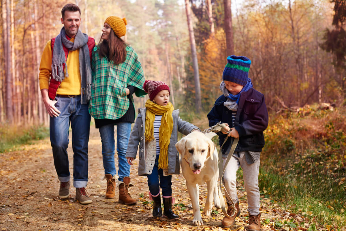 Rodzina na spacerze. Jak dbać o zdrowie jesienią i wzmocnić układ odpornościowy.
