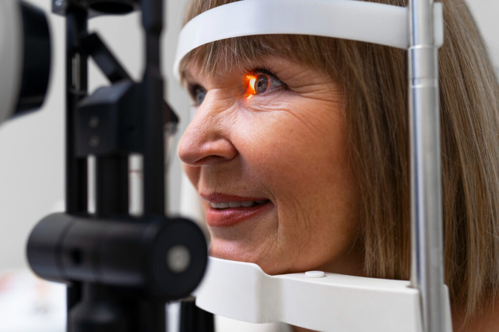 Kobieta w trakcie badania wzroku